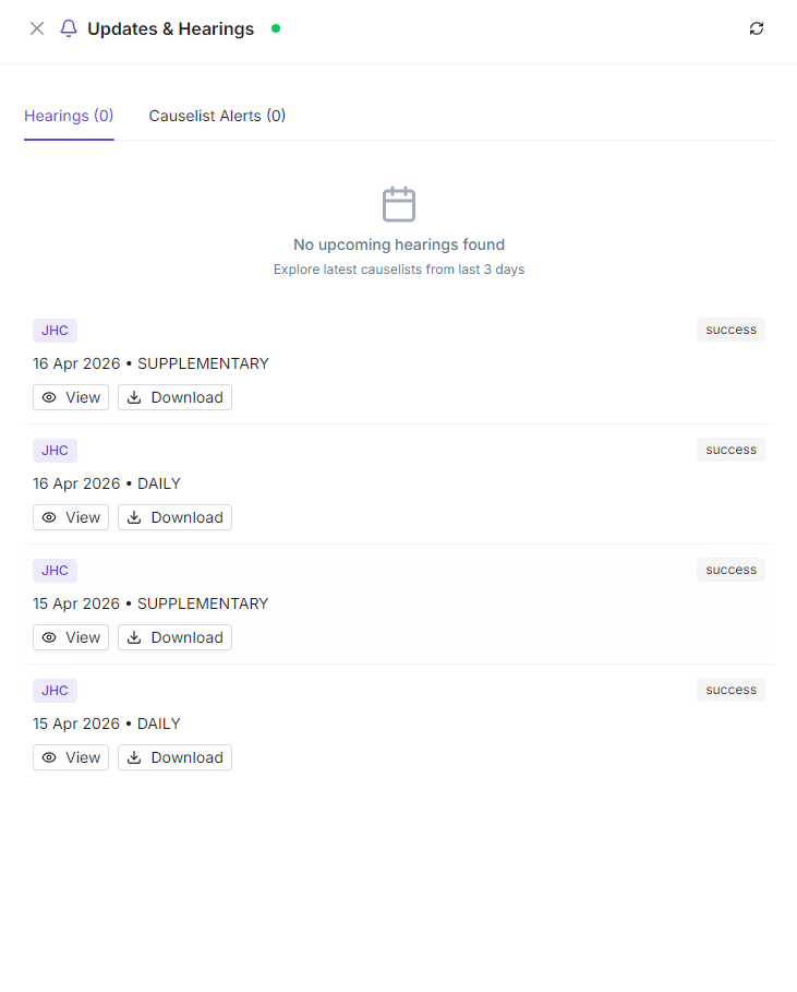 Causelist interface preview